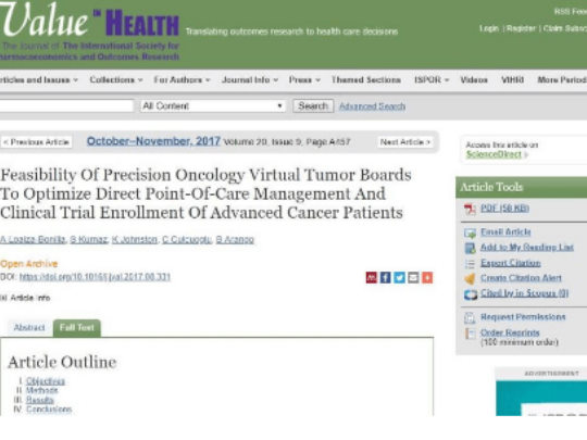 Feasibility Of Precision Oncology Virtual Tumor Boards To Optimize Direct Point-Of-Care Management And Clinical Trial Enrollment Of Advanced Cancer Patients